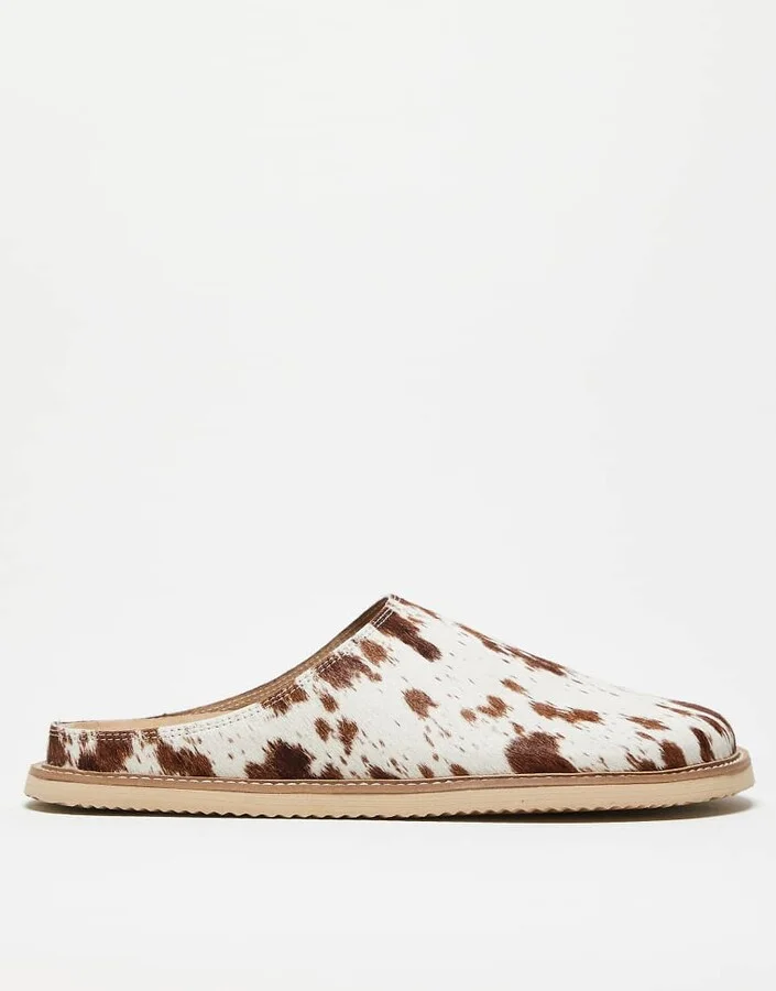 ASOS DESIGN mule clog sandals in faux giraffe hair