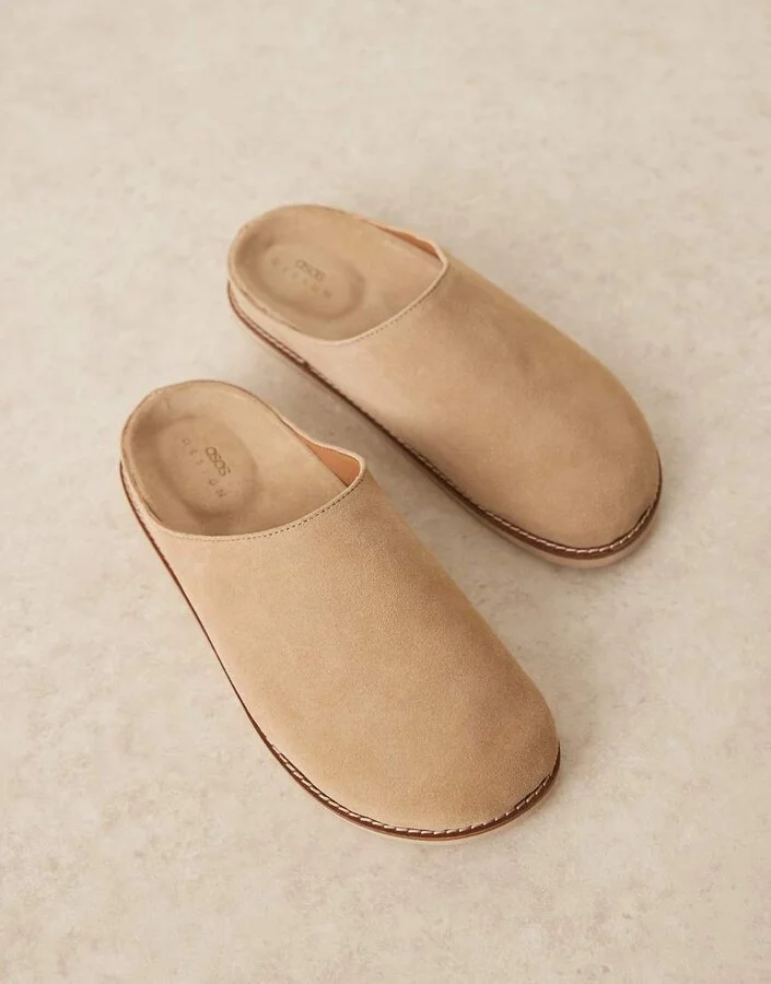 ASOS DESIGN mule clog sandals in stone suede - Image 2