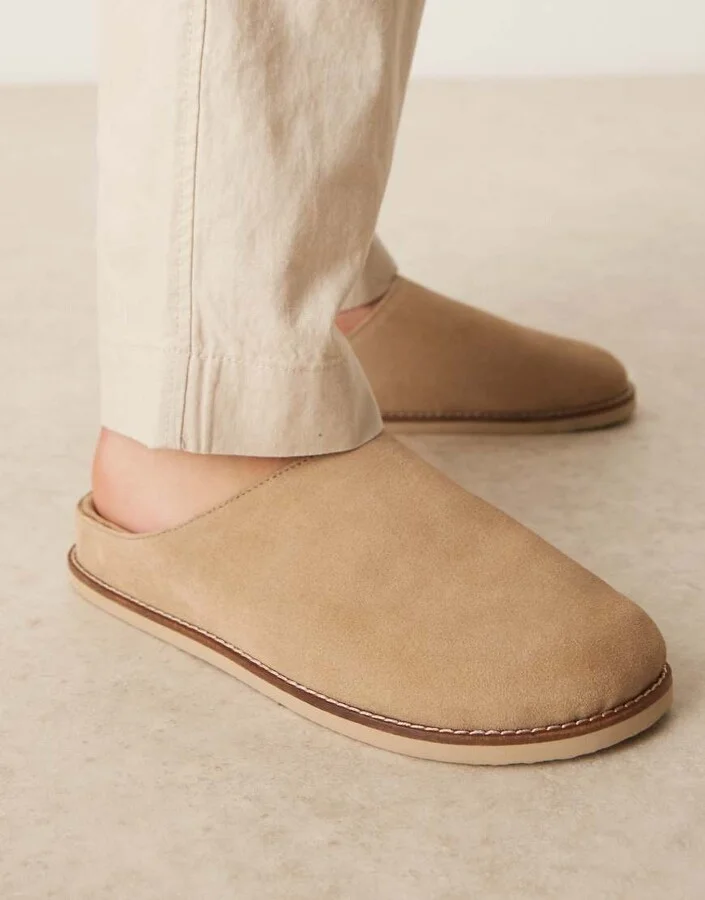 ASOS DESIGN mule clog sandals in stone suede - Image 3