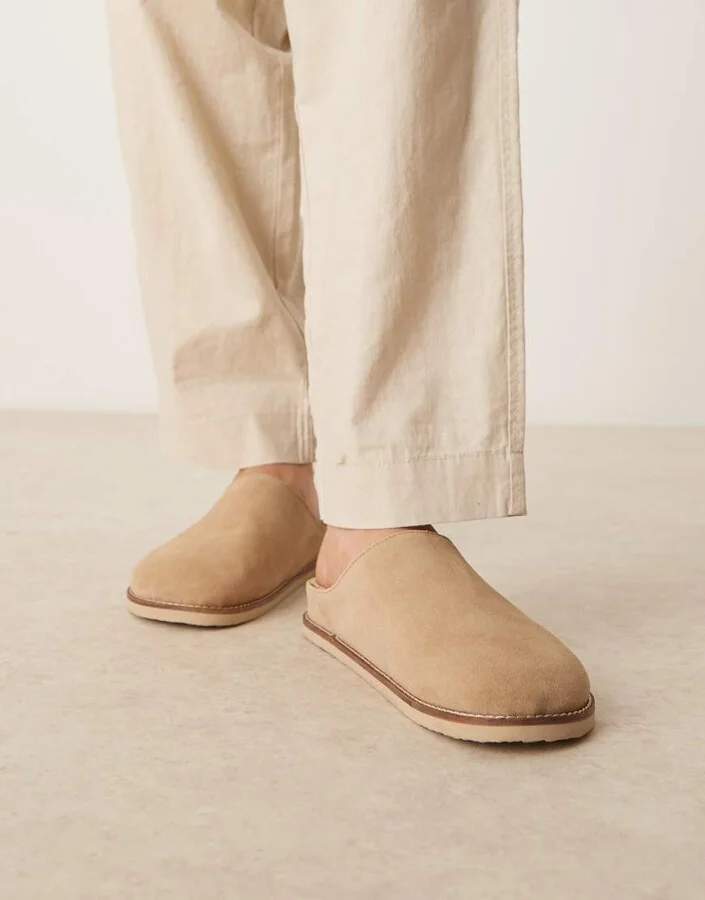 ASOS DESIGN mule clog sandals in stone suede - Image 4