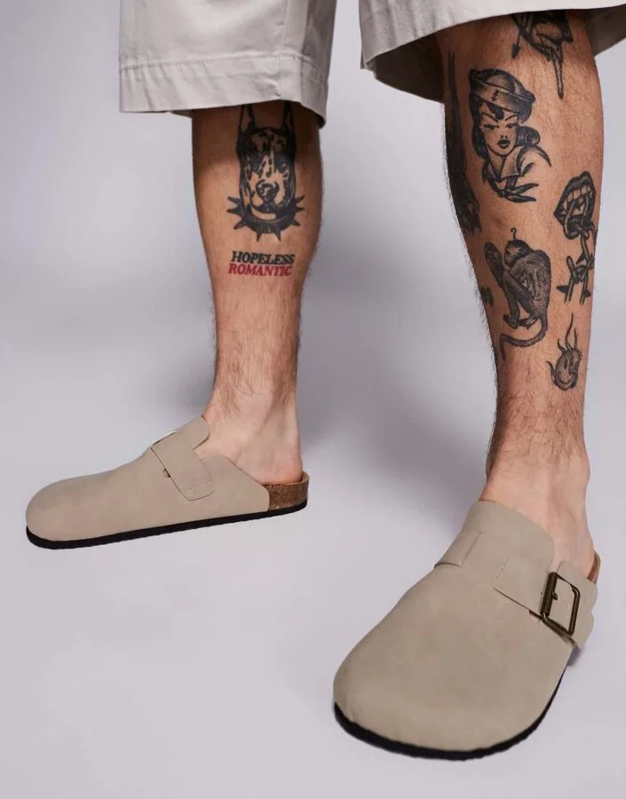 ASOS DESIGN mule clog sandals in stone with cork soles - Image 3