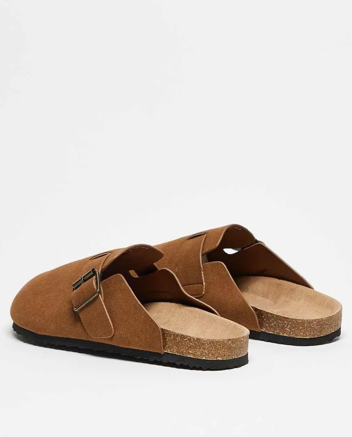 ASOS DESIGN mule clog sandals in tan with cork sole - Image 2