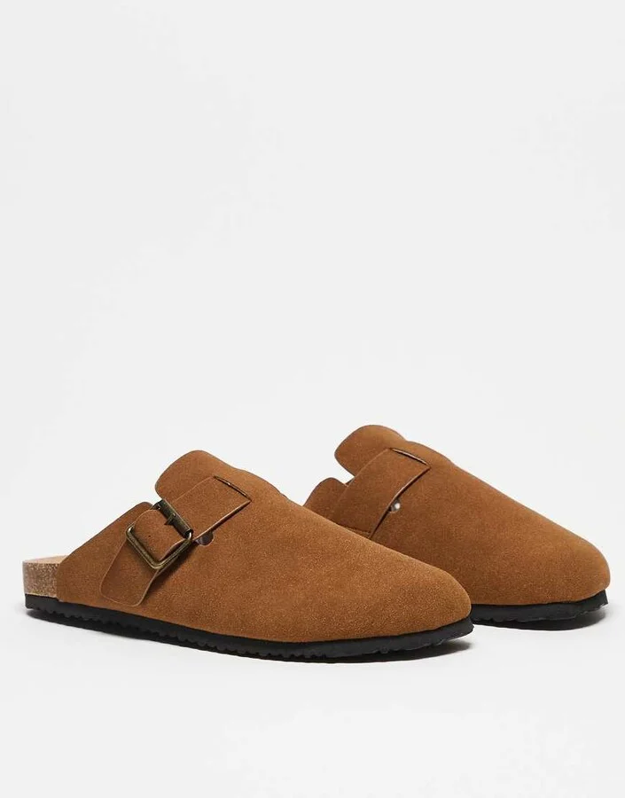 ASOS DESIGN mule clog sandals in tan with cork sole - Image 3
