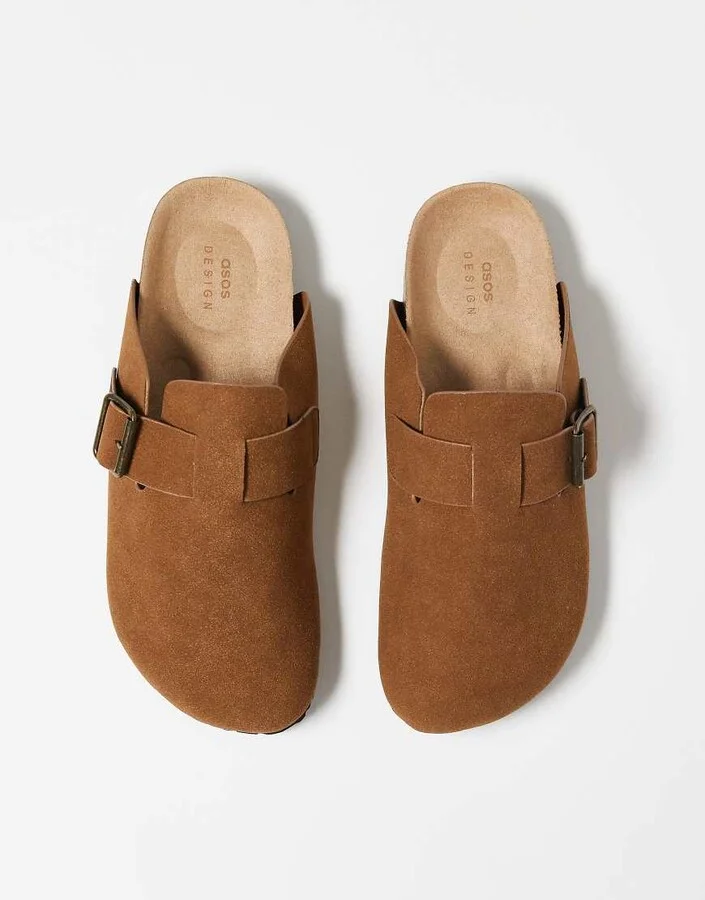 ASOS DESIGN mule clog sandals in tan with cork sole