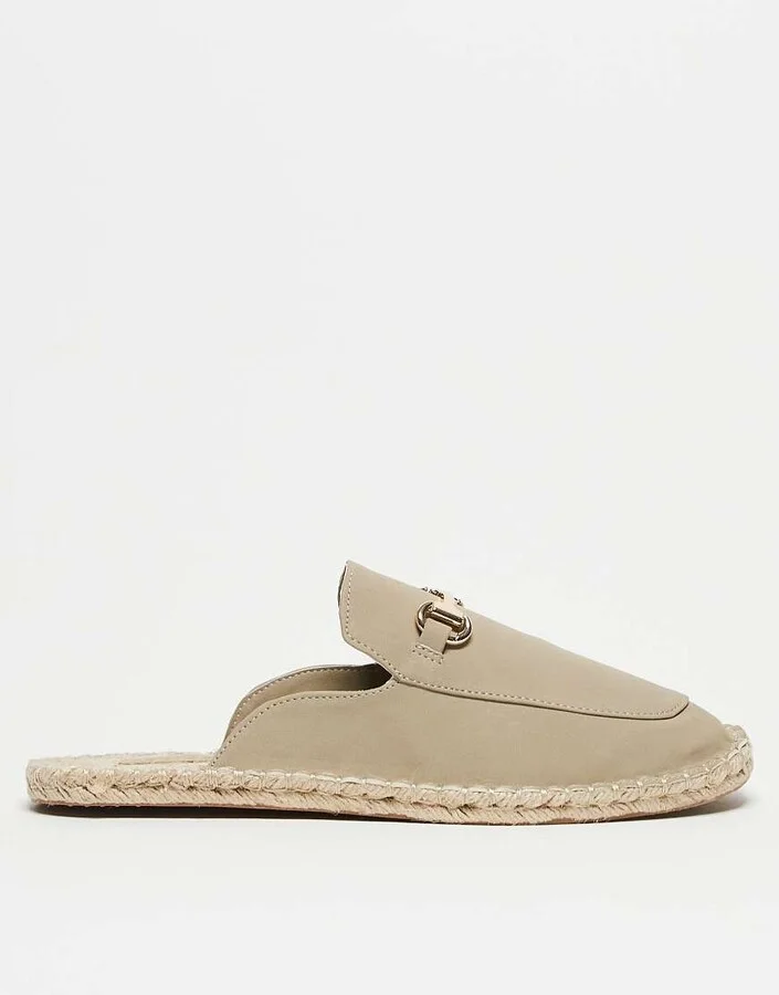 ASOS DESIGN mule loafer espadrilles in stone with snaffle - Image 2