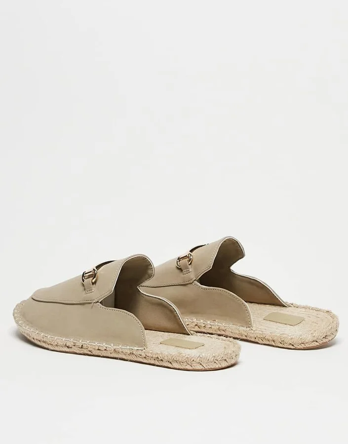 ASOS DESIGN mule loafer espadrilles in stone with snaffle - Image 3