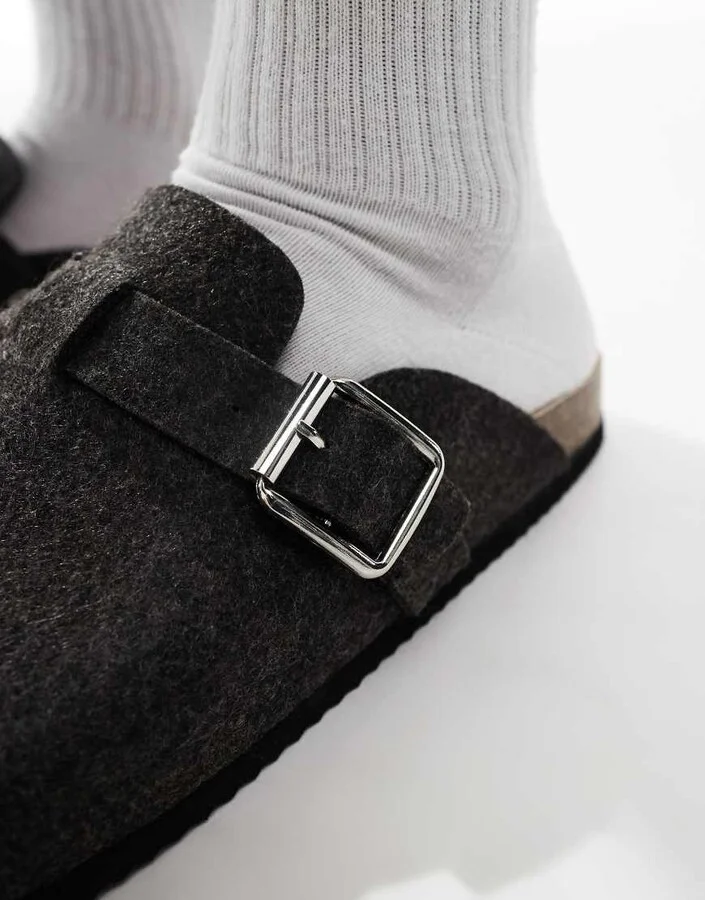 ASOS DESIGN mule loafers in gray felt - Image 4
