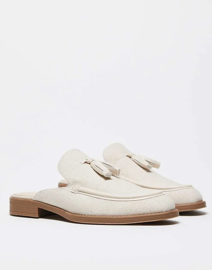 ASOS DESIGN mule loafers in linen - Image 3