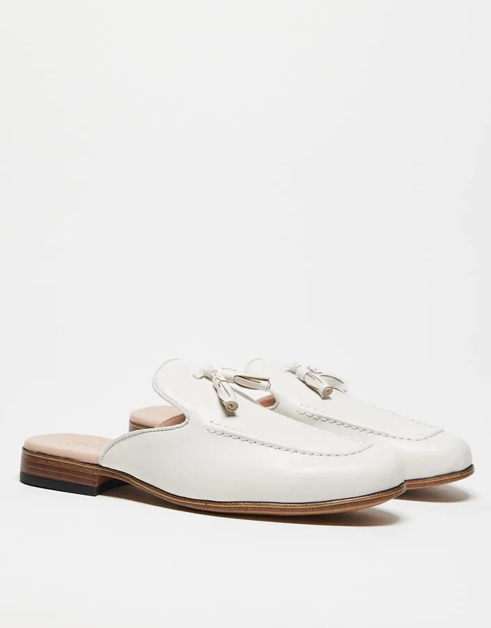 ASOS DESIGN mule loafers in stone
