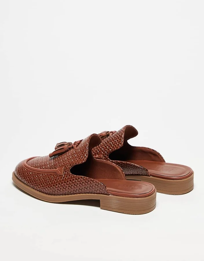 ASOS DESIGN mule loafers in tan weave - Image 4