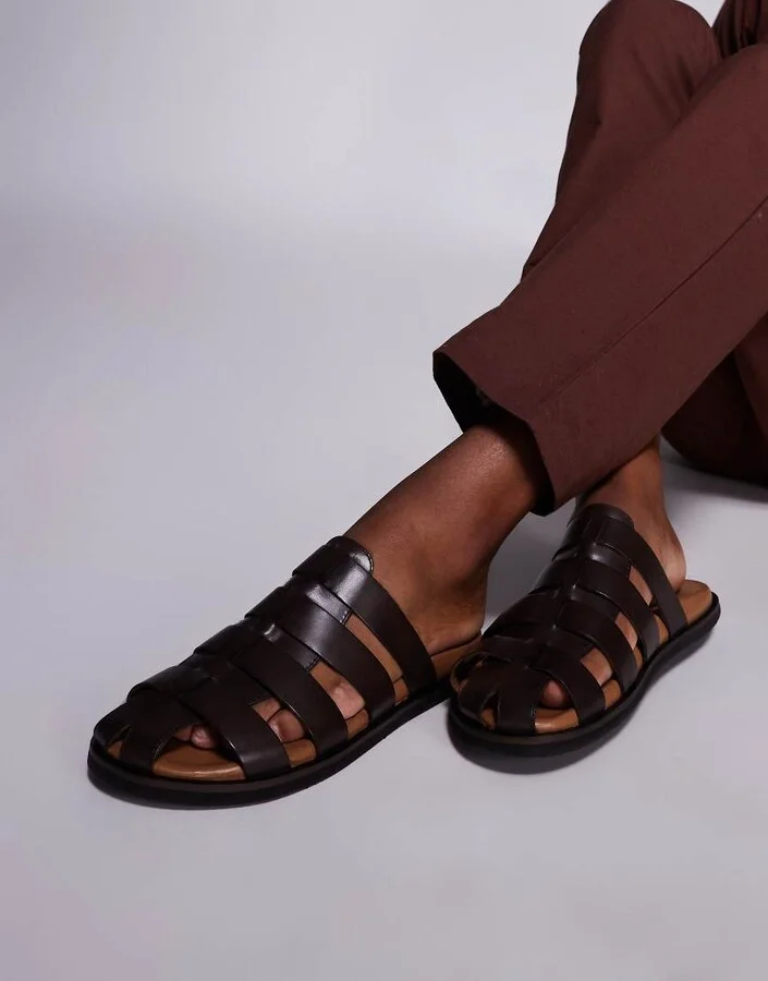 ASOS DESIGN mule sandals in brown leather - Image 2