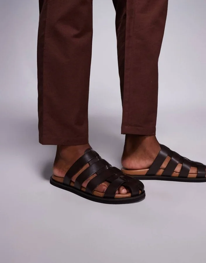 ASOS DESIGN mule sandals in brown leather