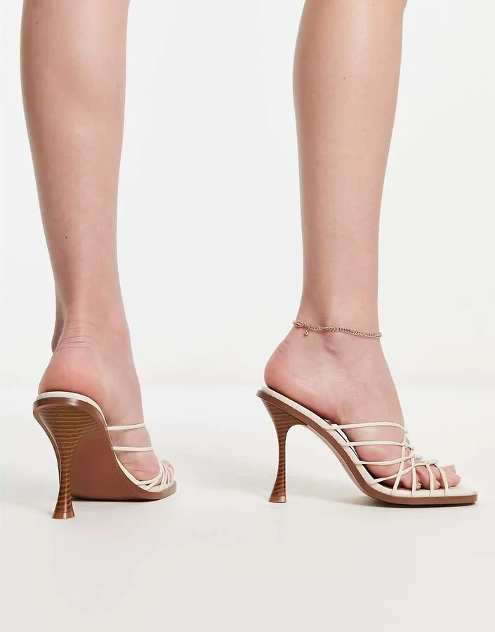 ASOS DESIGN Nalo knotted heeled mules in off white - Image 2