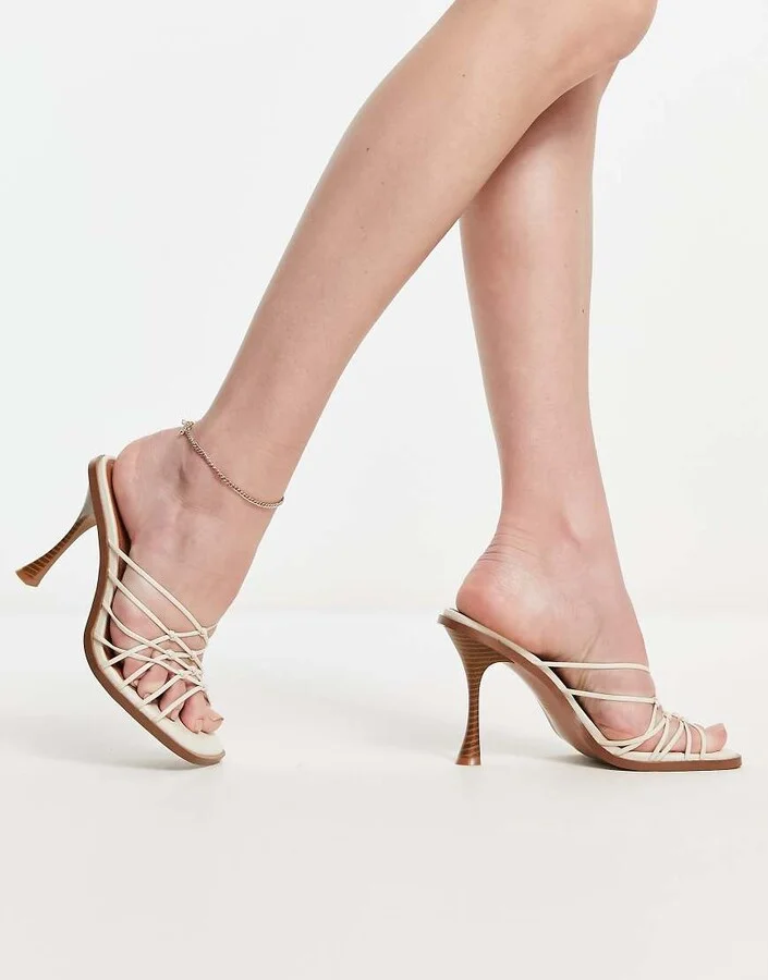 ASOS DESIGN Nalo knotted heeled mules in off white - Image 4