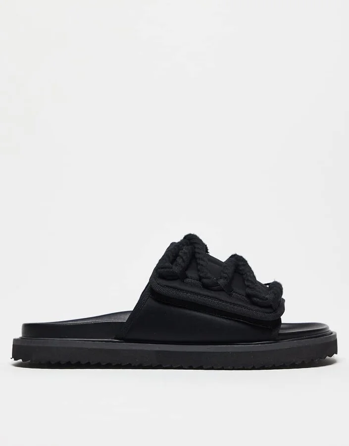 ASOS DESIGN neoprene tech slide sandals in black