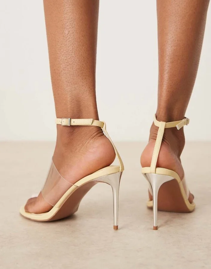 ASOS DESIGN Nevada toe loop detail high sandals in buttermilk - Image 4
