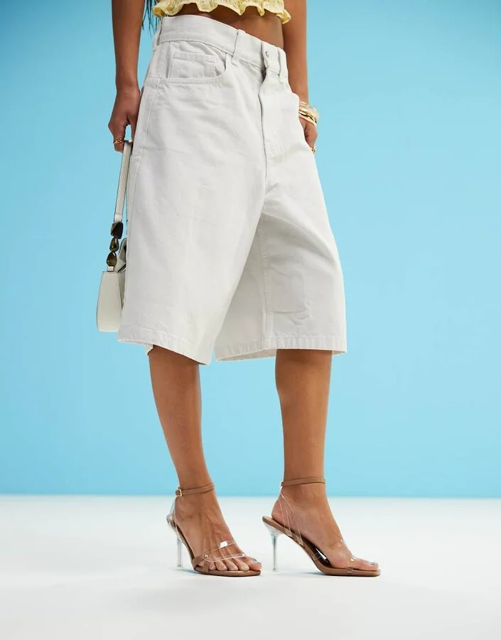 ASOS DESIGN Nimble high heeled sandals in beige and clear