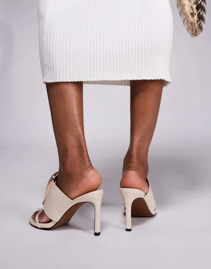 ASOS DESIGN Nought ring detail high heeled sandals in cream - Image 2