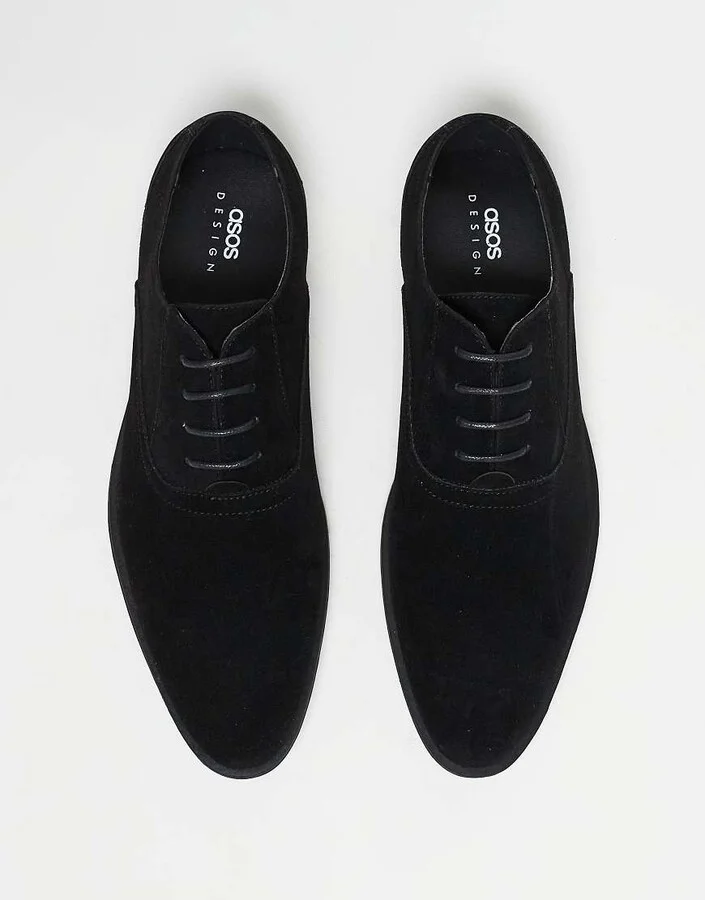 ASOS DESIGN oxford shoes in black faux suede - Image 3