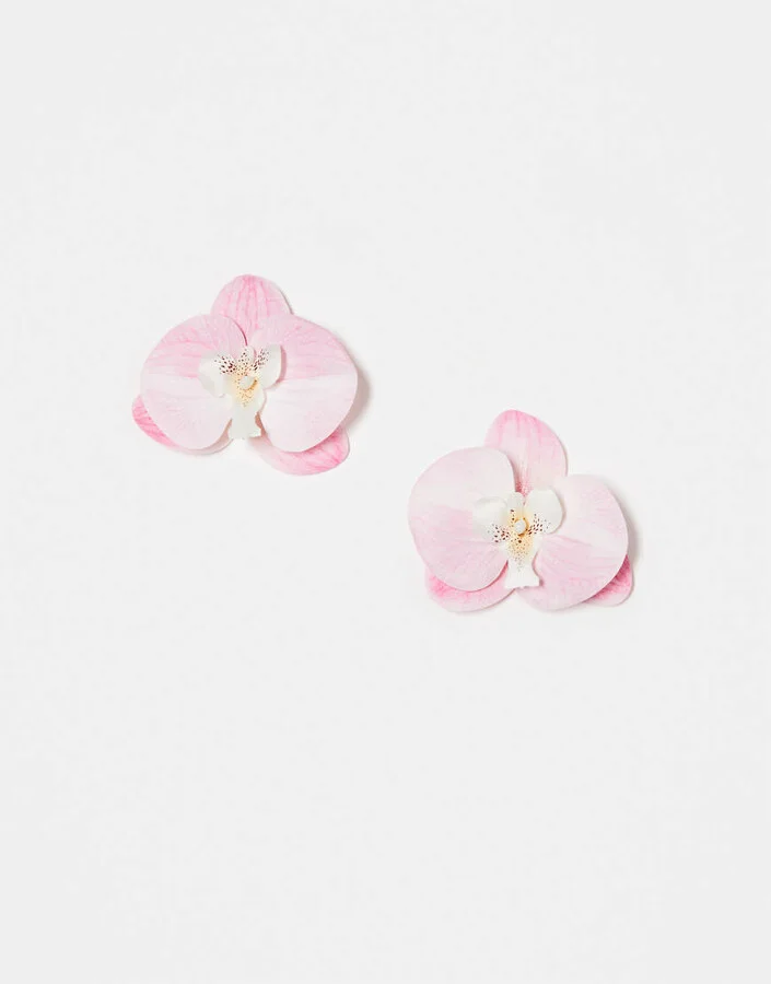 ASOS DESIGN pack of 2 shoe clips with faux orchid flowers in pink