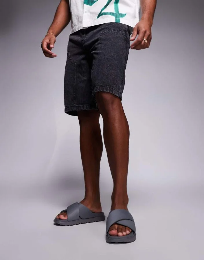 ASOS DESIGN padded cross over strap sandals in gray - Image 2