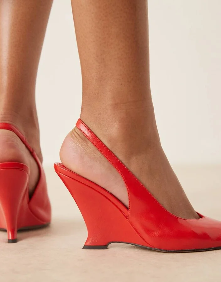 ASOS DESIGN Palmer slingback wedges in red - Image 2