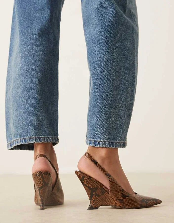 ASOS DESIGN Palmer slingback wedges in snake - Image 4