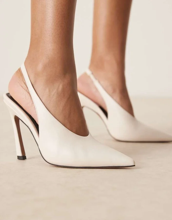 ASOS DESIGN Paloma slingback high heeled shoes in off white - Image 3