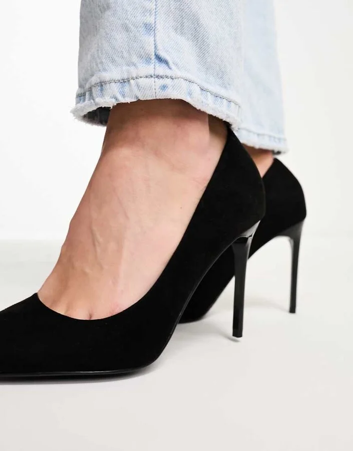 ASOS DESIGN Paphos pointed high heeled pumps in black suedette - Image 2