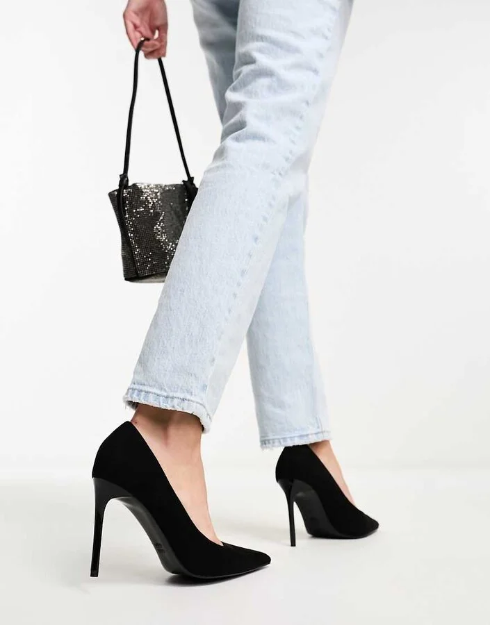 ASOS DESIGN Paphos pointed high heeled pumps in black suedette - Image 3