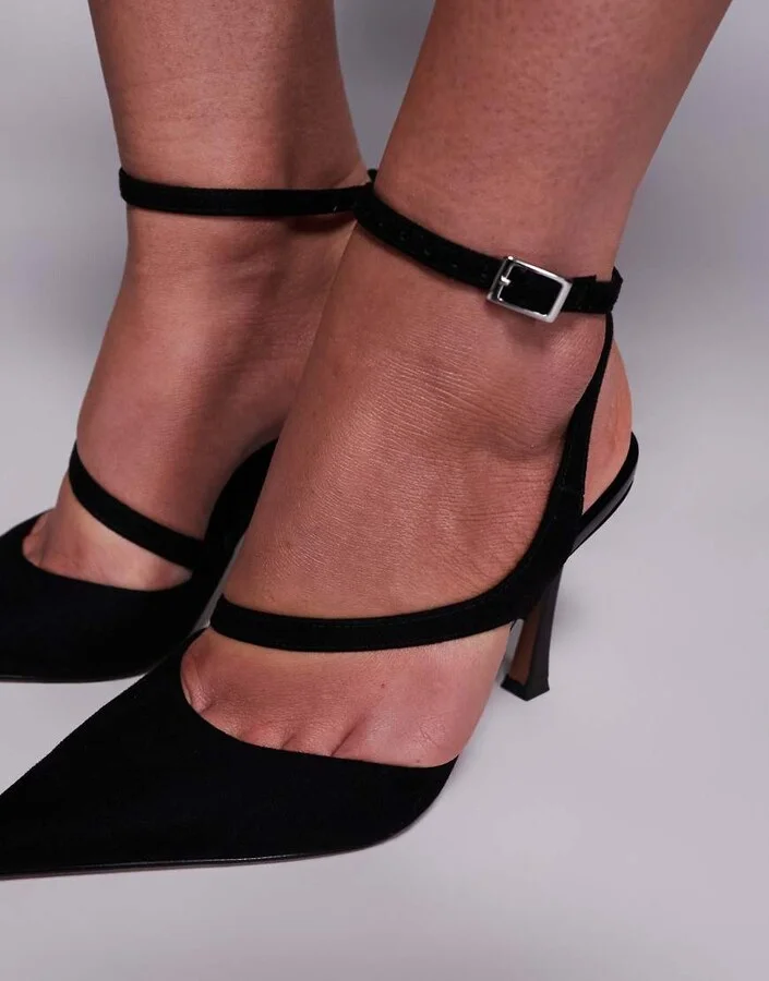 ASOS DESIGN Past high heeled shoes in black suedette - Image 3
