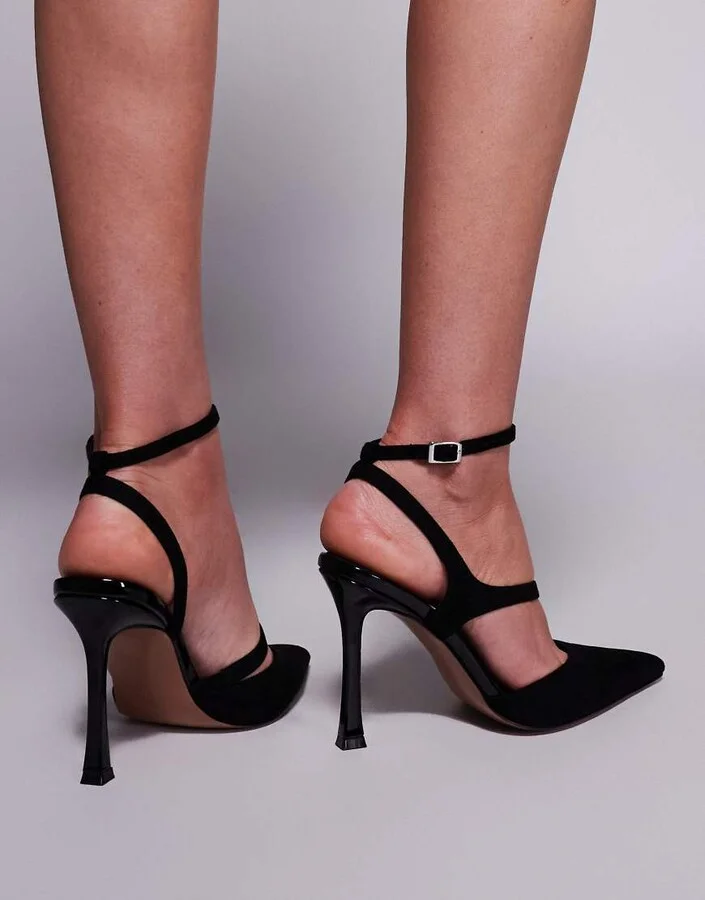 ASOS DESIGN Past high heeled shoes in black suedette - Image 4