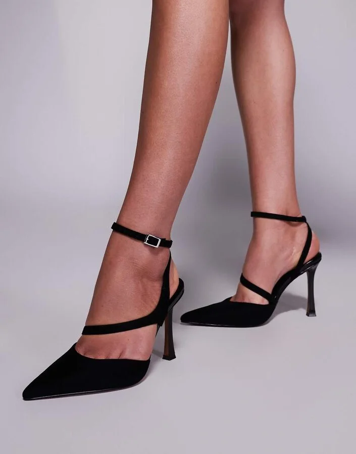 ASOS DESIGN Past high heeled shoes in black suedette