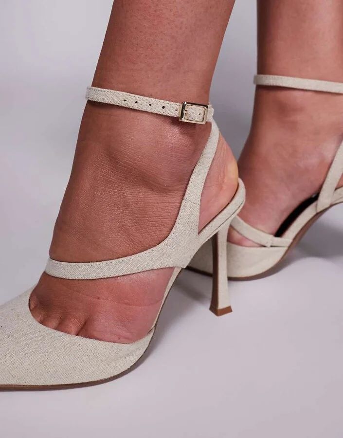 ASOS DESIGN Past high heeled shoes in natural - Image 3