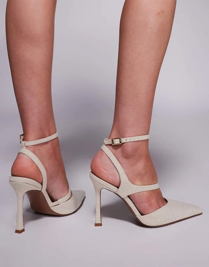 ASOS DESIGN Past high heeled shoes in natural - Image 4