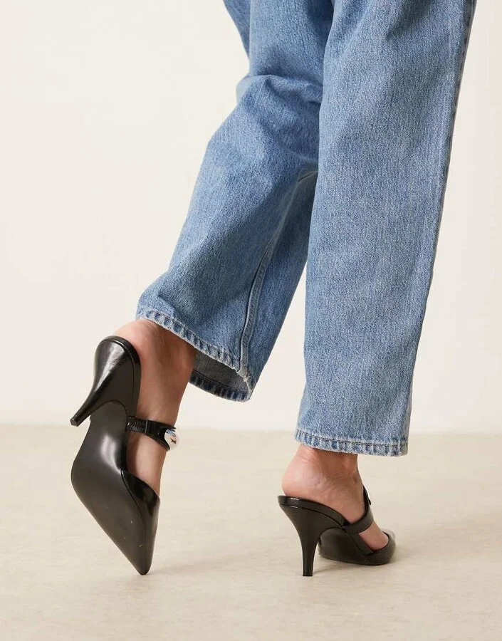 ASOS DESIGN Payback high heeled mules in black - Image 3