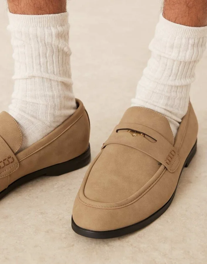 ASOS DESIGN penny loafers in beige - Image 2