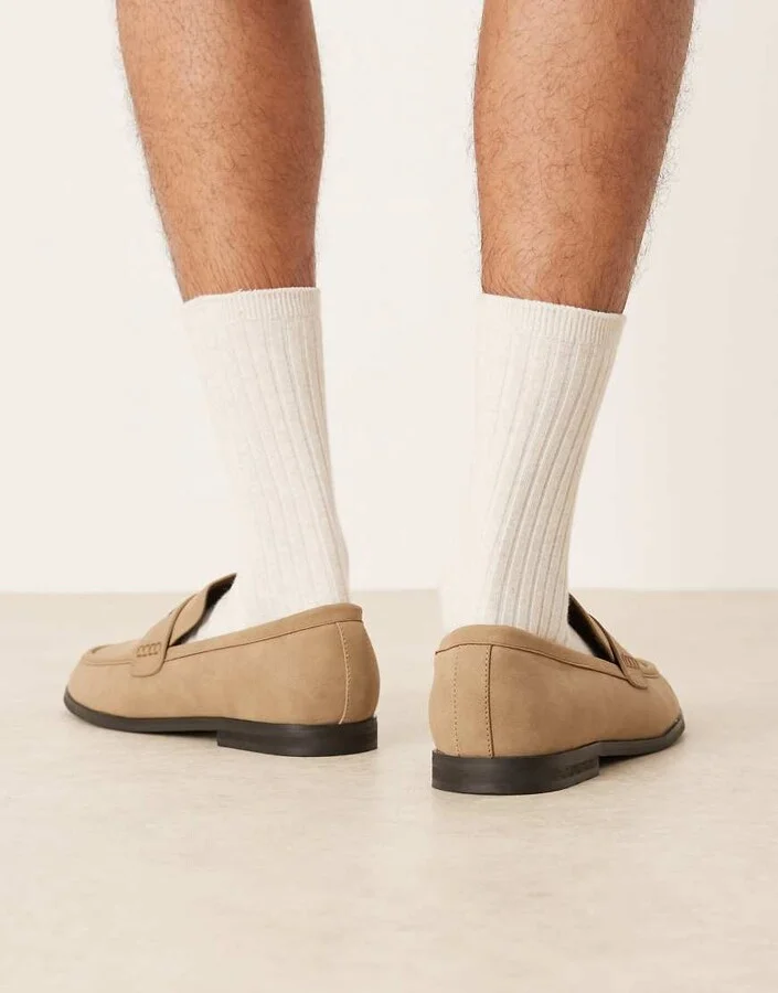 ASOS DESIGN penny loafers in beige - Image 4