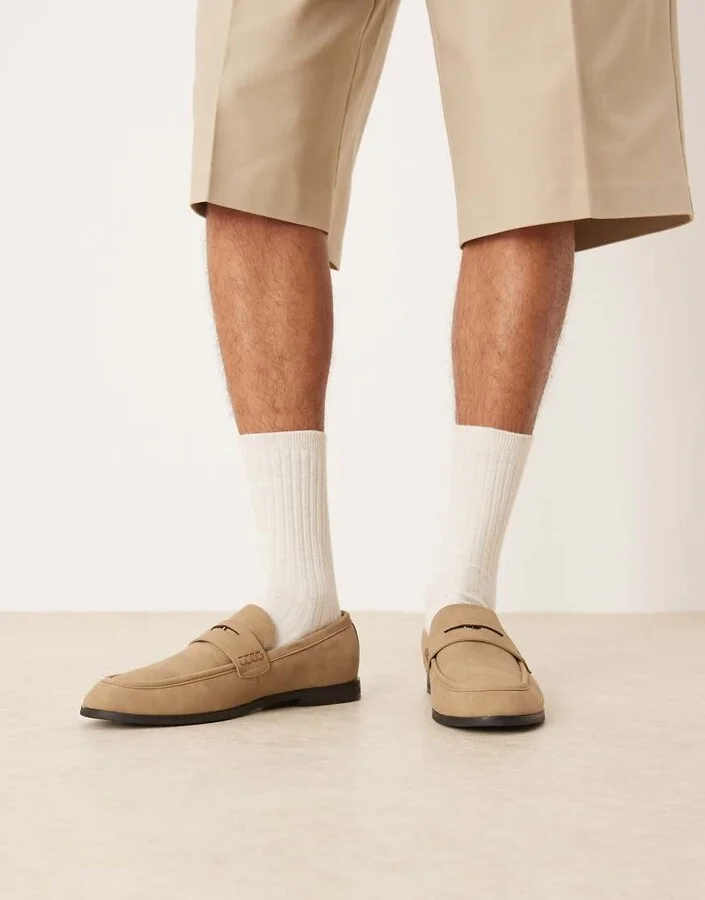 ASOS DESIGN penny loafers in beige