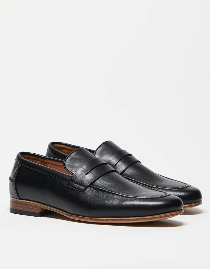 ASOS DESIGN penny loafers in black