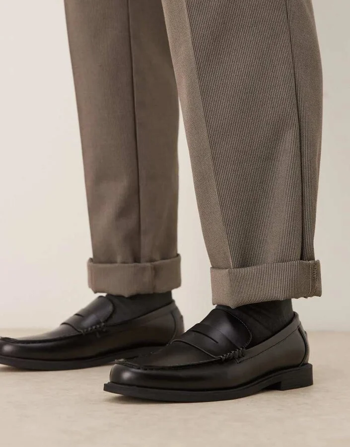 ASOS DESIGN penny loafers in black