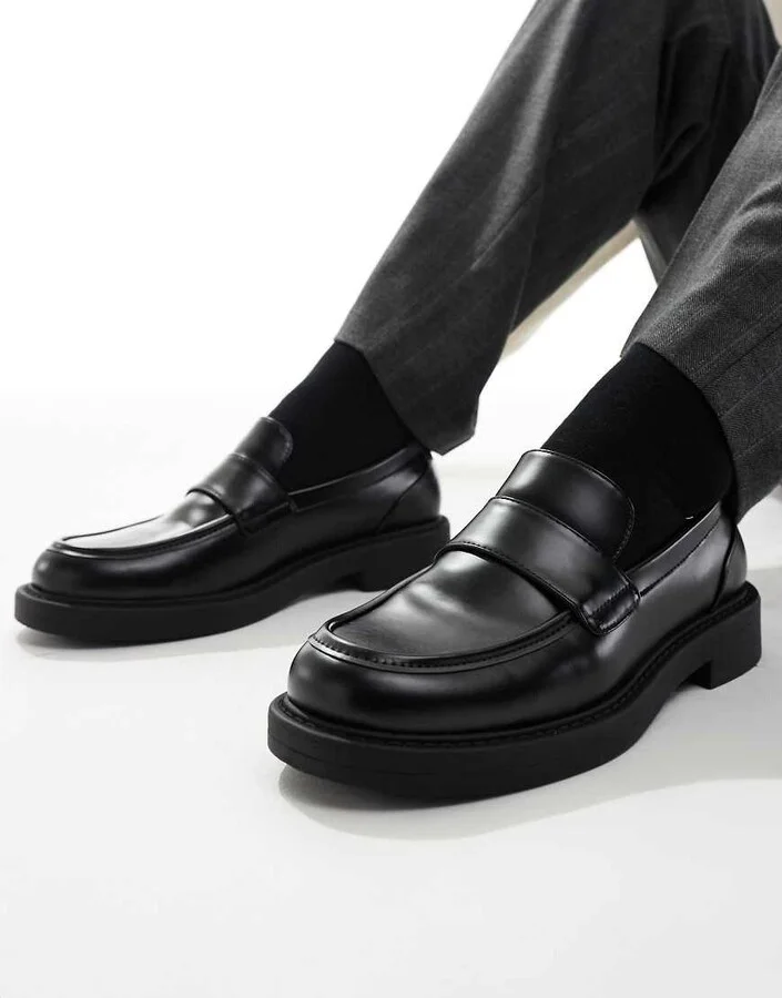 ASOS DESIGN penny loafers in black