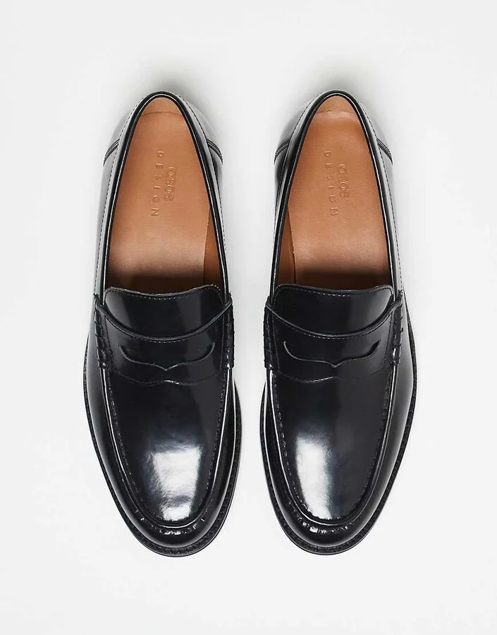 ASOS DESIGN penny loafers in black leather - Image 4