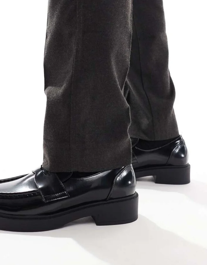 ASOS DESIGN penny loafers in black patent - Image 3