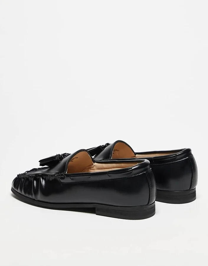 ASOS DESIGN penny loafers in black with fringing - Image 4