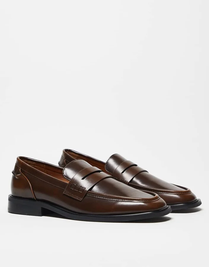 ASOS DESIGN penny loafers in brown - Image 3
