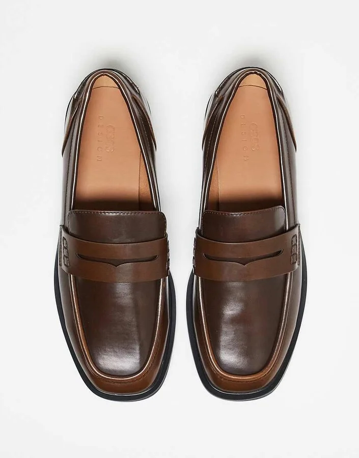 ASOS DESIGN penny loafers in brown - Image 4