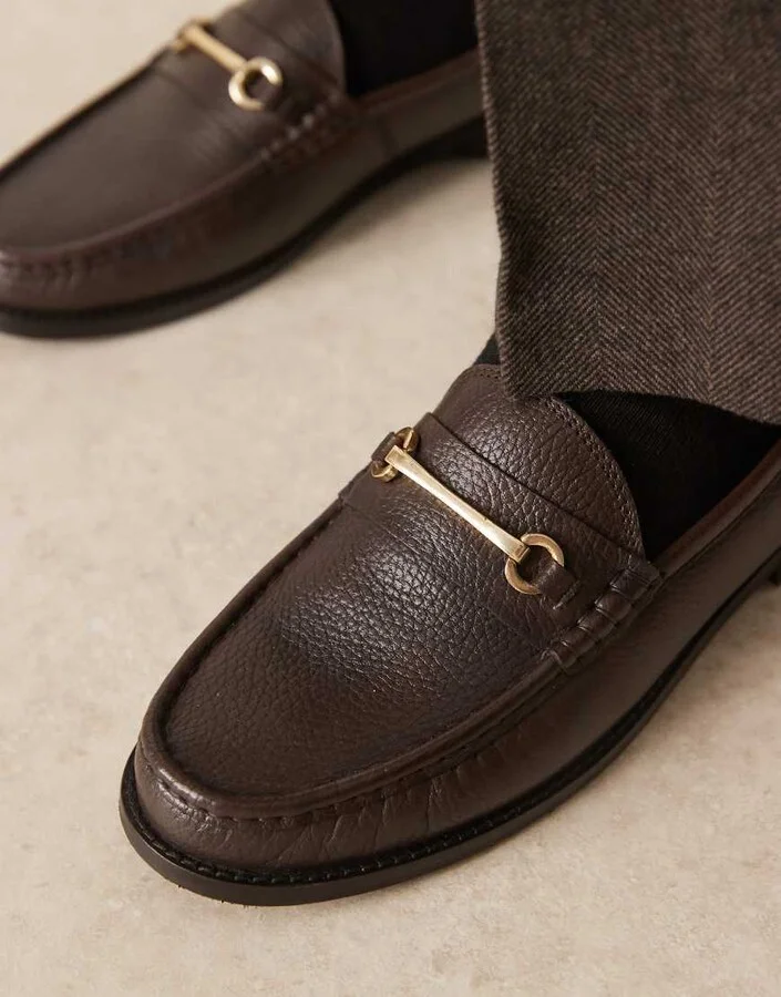 ASOS DESIGN penny loafers in brown leather with snaffles - Image 2