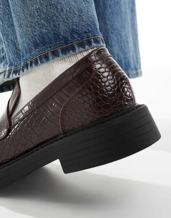 ASOS DESIGN penny loafers in faux croc - Image 2