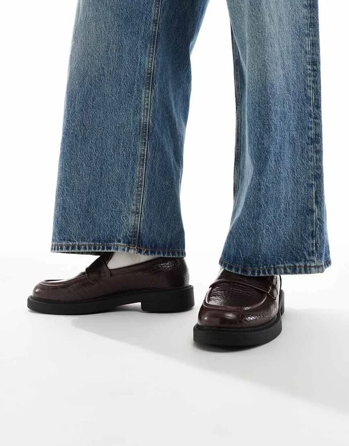 ASOS DESIGN penny loafers in faux croc